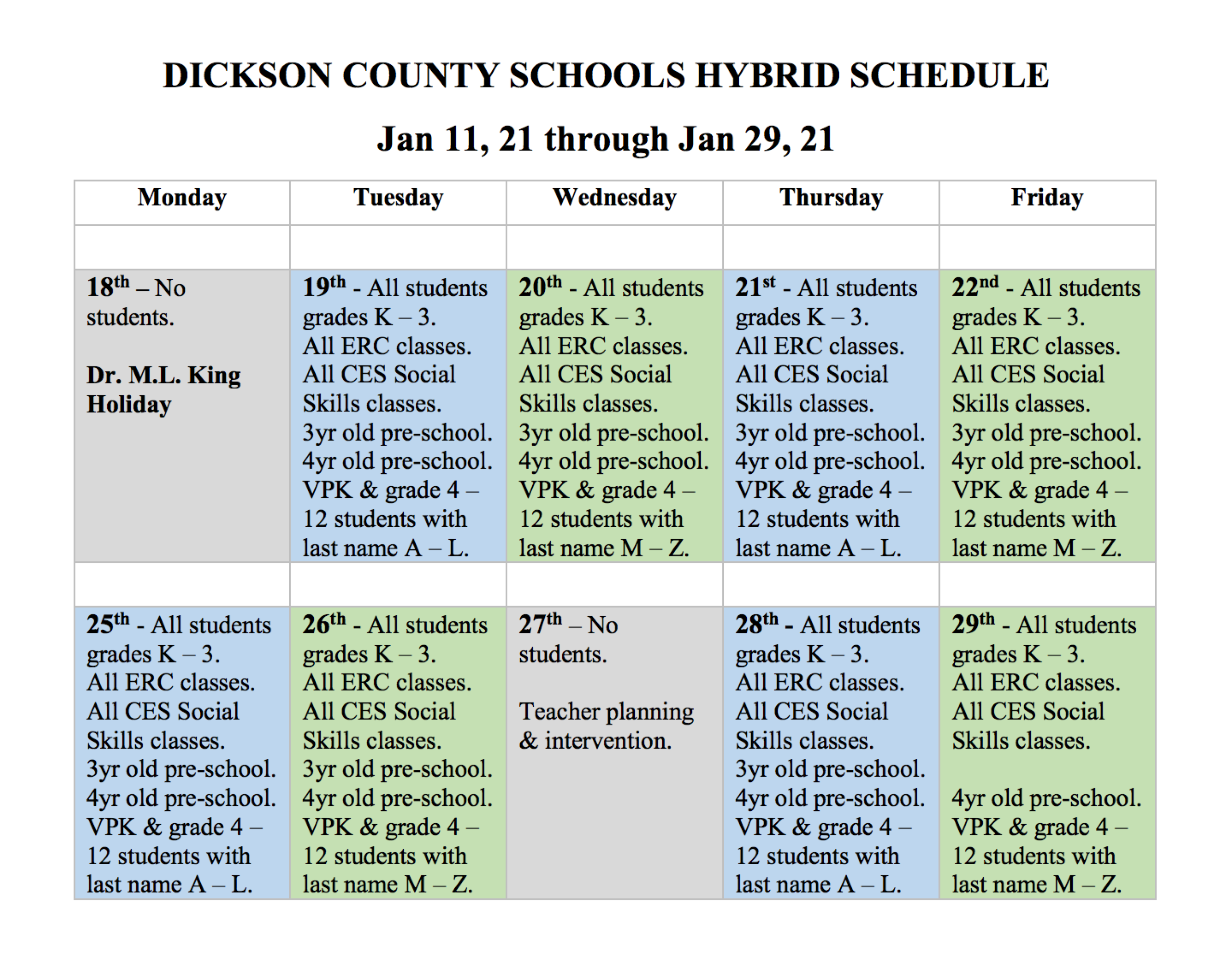 Wilson, Dickson County Schools to return to hybrid schedules Wilson, Dickson County Schools to return to hybrid schedules